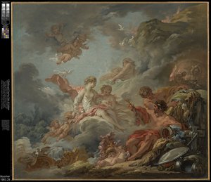 ヴルカンがアイネイアスのためにヴィーナスに敬礼する 作： François Boucher