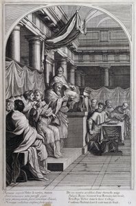 1660年、パリで制作された「シャルトル騎士団の創設者、聖ブルーノの生涯」からの挿絵。Eustache Le Sueurの絵画とFran Sois Chauveauのエングレービングによる ©UIG/Leemage 作： Francois Chauveau