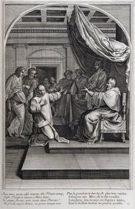 1660年、パリで制作された「シャルトル騎士団の創設者、聖ブルーノの生涯」からの挿絵。Eustache Le Sueurの絵画とFran Sois Chauveauのエングレービングによる ©UIG/Leemage 作： Francois Chauveau
