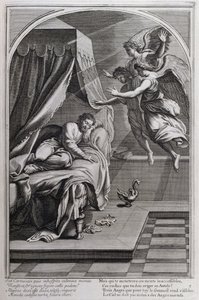 1660年、パリで制作された「シャルトル騎士団の創設者、聖ブルーノの生涯」からの挿絵。Eustache Le Sueurの絵画とFran Sois Chauveauのエングレービングによる ©UIG/Leemage 作： Francois Chauveau