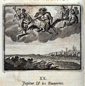 ジャン・ド・ラ・フォンテーヌ（1621-95）の寓話『ジュピターと俊英たち』。挿絵はフランソワ・ショーボー（1613-1676）。1728年の版。 作： Francois Chauveau