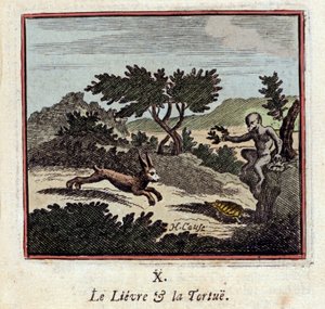 ジャン・ド・ラ・フォンテーヌ（1621-1695）の寓話、フランソワ・ショーボー（1613-1676）の挿絵、1728年版。 作： Francois Chauveau