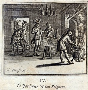 ジャン・ド・ラ・フォンテーヌ（1621-95）の寓話集。フランソワ・ショーボー（1613-1676）によるイラスト。1728年の版。 作： Francois Chauveau