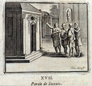 ソクラテスの言葉ジャン・ド・ラ・フォンテーヌ（1621-95）の寓話。挿絵はフランソワ・ショーボー（1613-1676）。1728年の版。