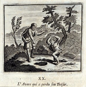 Jean de La Fontaine (1621-95)の寓話。挿絵はFrançois Chauveau（1613-1676）。1728年の版。