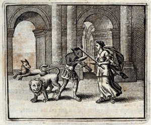 ユリシーズの仲間たち」。ジャン・ド・ラ・フォンテーヌ（1621-95）の寓話。挿絵はフランソワ・ショーボー（1613-1676）。1728年の版。