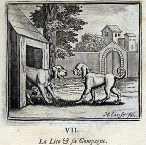 シラミとその仲間。ジャン・ド・ラ・フォンテーヌ（1621-95）の寓話。挿絵はフランソワ・ショーボー（1613-1676）。1728年の版。 作： Francois Chauveau