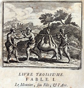 吸い魔......息子とロバジャン・ド・ラ・フォンテーヌ（1621-95）の寓話。挿絵はフランソワ・ショーボー（1613-1676）。1728年の版。