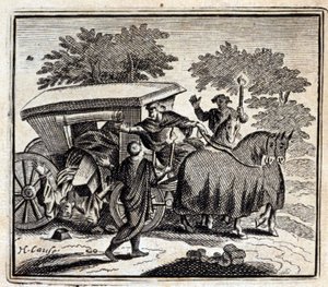 治療と死。ジャン・ド・ラ・フォンテーヌ（1621-95）の寓話。挿絵はフランソワ・ショーボー（1613-1676）。1728年の版。 作： Francois Chauveau