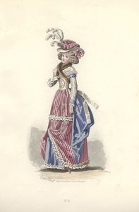 トリコロールカラーの服を着た女性、マリー・アントワネットの時代。 作： Francois Claudius Compte Calix