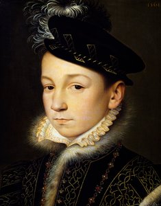 フランス王シャルル9世ヴァロワの肖像 作： François Clouet