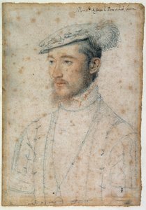 ギーズ公フランソワ・ド・ロレーヌ（1520 - 1563）の肖像。クルエ・フランソワ（1515-1572）による血と黒い石のドローイング
