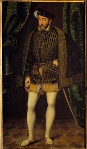 フランス王アンリ2世（1519-1559）の肖像。フランソワ・クルエ（1515-1572）の工房の絵 作： François Clouet