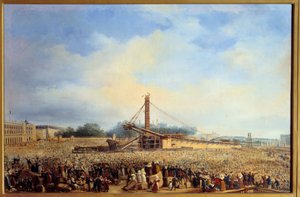 ルクソールのオベリスク、パリのコンコルド広場に設置（10月25日）。 作： Francois Dubois