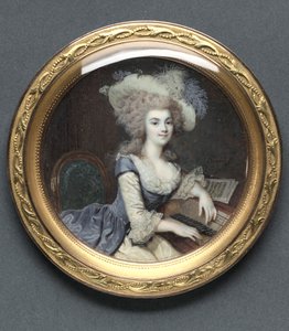 ハープシコードでの女性の肖像、c。 1788。 作： Francois Dumont