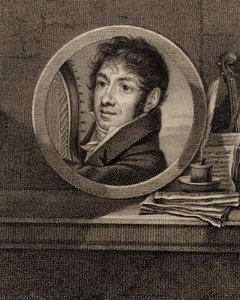 ハープ奏者で作曲家のジャン＝エーメ・ヴェルニエの肖像、1769～1840年頃。 1800年。