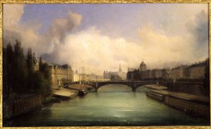 セーヌ川とシテ島、ポン・ロワイヤルからの眺め 作： Francois Edme Ricois