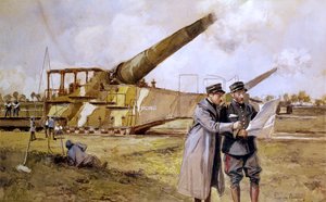 1916年10月、鉄道の重砲 作： Francois Flameng