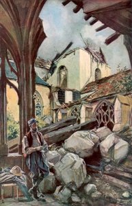 1926年6月1916年6月、フランスのヴェルダンの回廊と大聖堂。 作： Francois Flameng