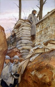 モン・ルノーの展望台（1918年4月）。フランソワ・フラメン（1856-1923）の絵画 作： Francois Flameng