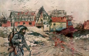 1915年12月18日、1926年、フランス、アルトワのアブランサンナゼールの遺跡。 作： Francois Flameng