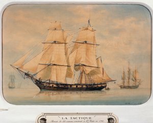 フランスのフランソワ・ルー（1811-1882）が1792年に建造したブリッグ「タクティック」。 作： Francois Geoffroy Roux