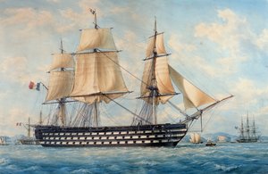 フランソワ・ルー（1811-1882）作「モンテベロの船」水彩画、フランス