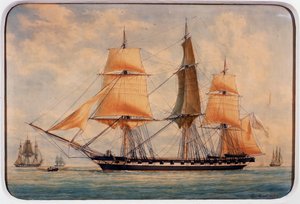 コルベット「ラ・ファヴォリータ」水彩画 フランソワ・ルー（1811-1882）作 フランス 作： Francois Geoffroy Roux