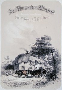1852年にナントで出版されたシャルパンティエ作の「La Normandie Illustree」のノルマンディーのオルネ地方の章の正面図（エングレービング） 作： Francois Hippolyte (after) Lalaisse