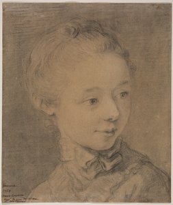 右を向く少女の頭、1758年。 作： Francois Hubert Drouais