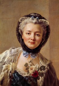 画家の妻、マダム・ドルーエ（旧姓：アンヌ・フランソワーズ・ドーア（1732-1815））の肖像。フランソワ・ユベール・ドルーエ（1727-1775）の絵 作： Francois Hubert Drouais