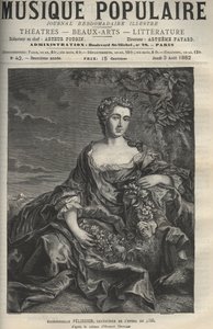 フランスのオペラ歌手Marie Pelissier (またはPellissier) (1707-1749)の肖像 - Hubert Drouais画の後のエングレーヴィング - 絵入り週刊新聞 "La musique populaire "のエングレーヴィング - 1882年 作： Francois Hubert Drouais