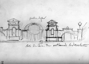 イギリス旅行記」からの建築スケッチ（1766年頃）（紙に鉛筆 作： Francois Joseph Belanger