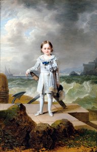 Portrait du Prince Napoleon Louis Bonaparte (1804-1831) (Portrait of Napoleon-Louis Bonaparte) フランソワ-ジョセフ・キンソン（1770-1839）の絵画 1810年頃 - 油彩・キャンバス 33x22 - 個人蔵 作： Francois Josephe Kinson
