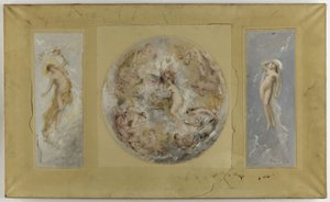 パンタン市庁舎のためのスケッチ：1886年「愛と心理-昼と夜」（油彩、グワッシュ、紙、キャンバス） 作： Francois Lafon