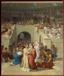 円形劇場に入るキリスト教の殉教者 作： Francois Leon Benouville