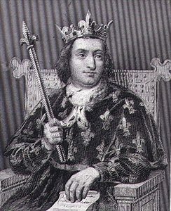 賢者」と呼ばれたシャルル5世（1337～80年）フランス王、ブランシャール作（エングレービング） 作： Francois Louis (after) Dejuinne