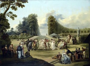 パリ、チボリ公園の舞踏会 - フランソワ・ルイ・ジョセフ・ワトー（1758-1823）の絵画 作： Francois Louis Joseph Watteau
