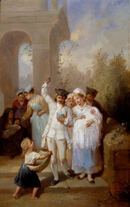 洗礼の絵 フランソワ・ルイ・ランファン（ランファン・ド・メッツ）（1814-1892） 19世紀 個人蔵
