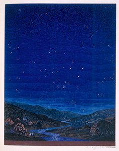 夜行性の風景、ラドヤードキプリングの「キム」のイラスト、1930 作： Francois Louis Schmied