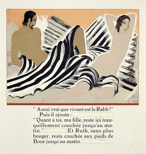 1930年に出版されたJCマードルス訳の「ルースエブーズ」からボアズの足元で休むルース