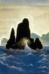 ホーマーのオデッセイ：ゴルティンの岩、テオシュミードの彫刻、1930-33年カラーリソ 作： Francois Louis Schmied