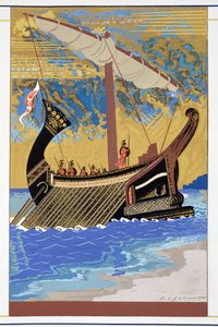 「ホーマー：オデッセイ」からのオデュッセウスの船、パリ1930-33を公開 作： Francois Louis Schmied