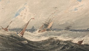 嵐の海のボート 作： Francois Louis Thomas Francia