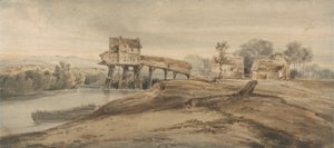 シャレントンの橋の上の水車小屋、トーマスガーティン（1775-1802）による絵画（紙の黒鉛の上にトイレ）の後