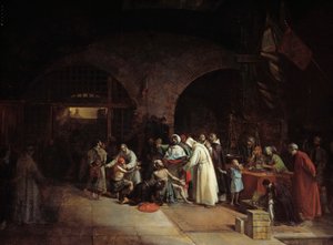 フランスによるアルジェリアの植民地化。"アルジェの監獄における囚人の贖罪" フランソワ・マリウス・グラネ（1775-1849）の絵画 1831年 日1,51x2 m 作： Francois Marius Granet