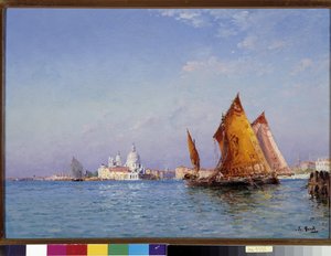 ヴェネツィアの敬礼教会に面した盆地のトピス フランソワ・ナルディ（1861-1936）による絵画 20世紀 必須の言及：コレクション財団はマルセイユのプロヴァンスを尊重します 作： Francois Nardi