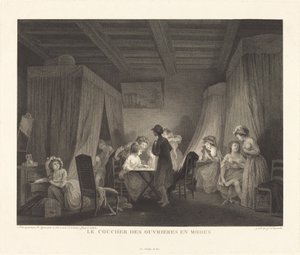 モードでの労働者の就寝時間 作： Francois Nicolas Barthelemy Dequevauviller after Nicolas Lavreince