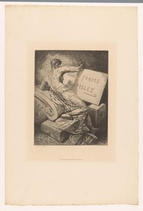 石碑に男が描かれたタイトルプリント Eaux Fortes Nouvelles (オブジェクトのタイトル) 1877年からのさまざまな版画家によるエッチング（シリーズタイトル） L