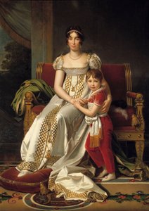 オランダ王妃ホーテンス・ド・ボーアルネ（1783-1837）とその息子ナポレオン・シャルルの足元の肖像 フランソワ・ジェラール（1770-1837）による絵画 1807年 日。0.32x0.24 m
